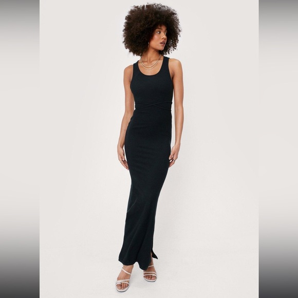 Nasty Gal scoop neck backless tie maxi dress sz 8 NWT - Picture 6 of 14